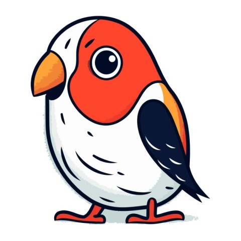 Illustration of a cute red crowned cardinal on a white backgroun