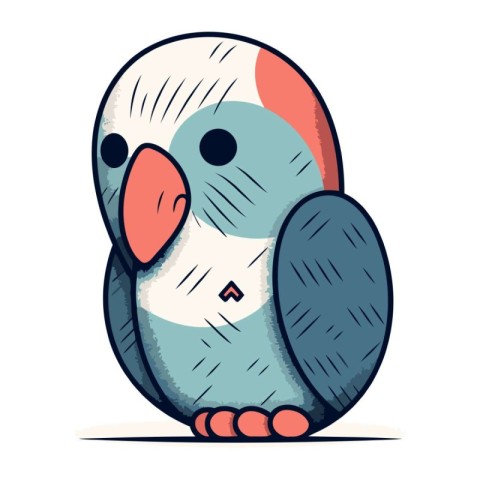 Cute cartoon parrot. Vector illustration. Isolated on white back