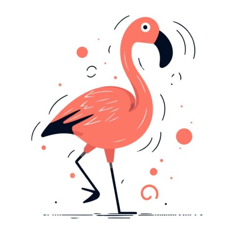 Flamingo. Vector illustration in flat style on white background.