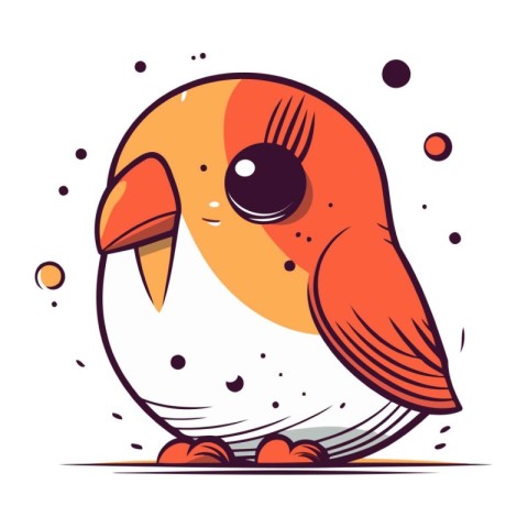 Cute cartoon bird. Vector illustration. Isolated on white backgr