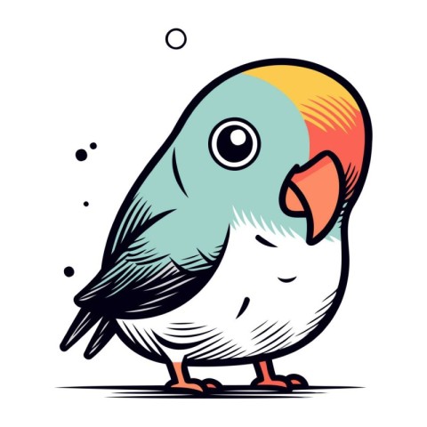 Cute cartoon parrot. Vector illustration isolated on white backg