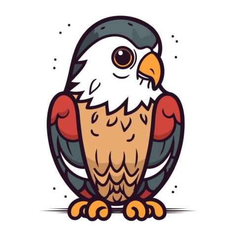 Cute cartoon eagle. Vector illustration. Isolated on white backg