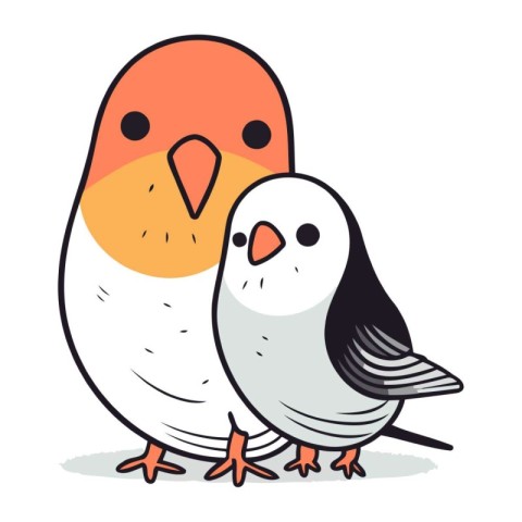 Penguin and chick. Vector illustration on a white background.