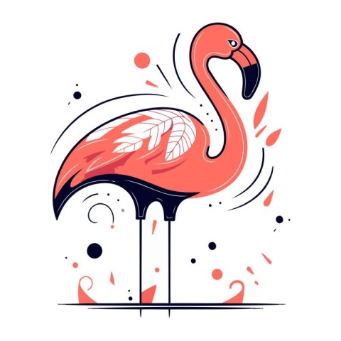 Flamingo bird. Vector illustration in doodle style.