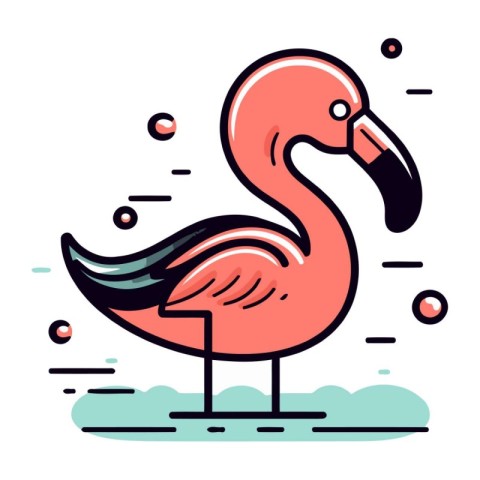 Flamingo vector illustration. Flamingo flat line icon.