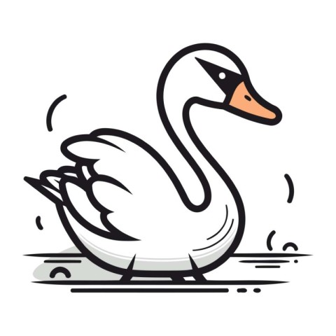 Swan. Vector illustration in doodle style isolated on white back