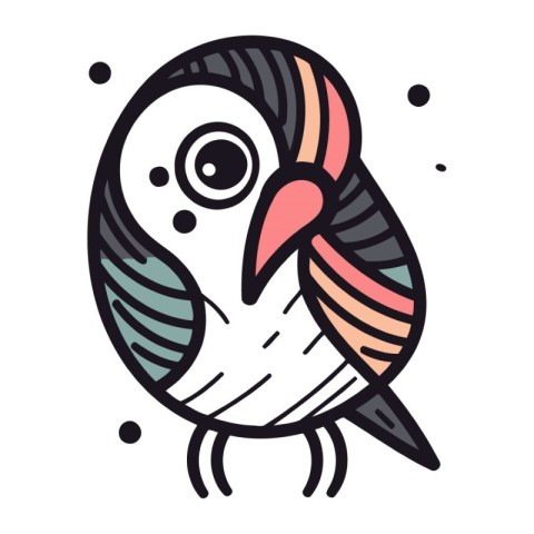 Cute hand drawn vector illustration of a cute cartoon parrot.