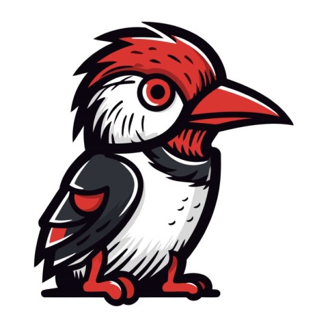 Vector illustration of a cartoon red crowned woodpecker