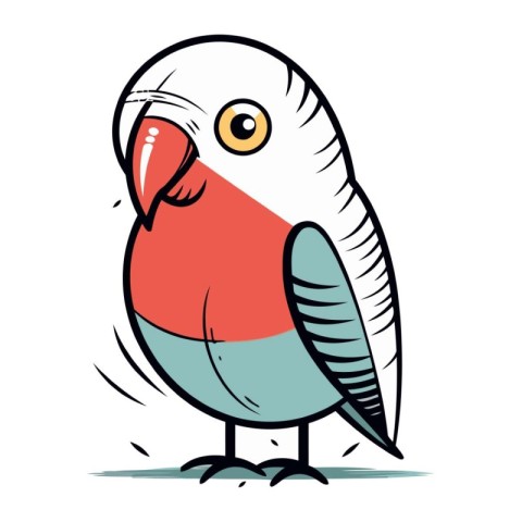 Illustration of a cute cartoon parrot on a white background.