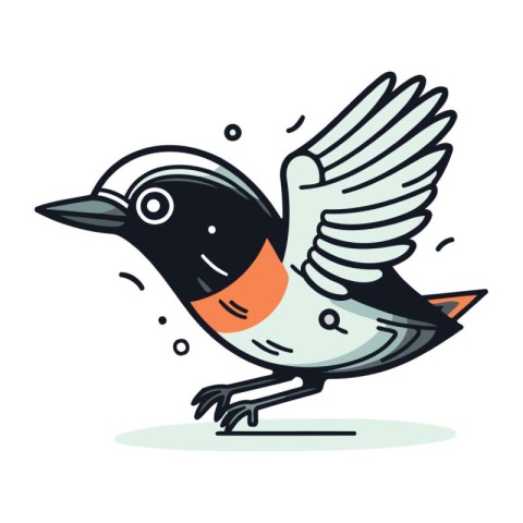 Vector illustration of a black headed robin with spread wings.