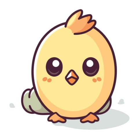 Cute little chicken cartoon character. Vector illustration isola