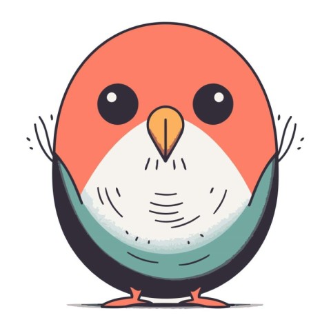 Cute cartoon bird. Vector illustration isolated on a white backg