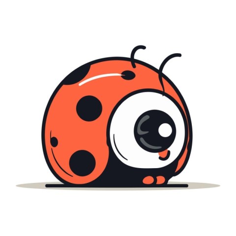 Cute cartoon ladybug. Vector illustration on a white background.