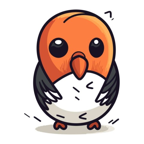 Cute cartoon bird character. Vector illustration isolated on whi