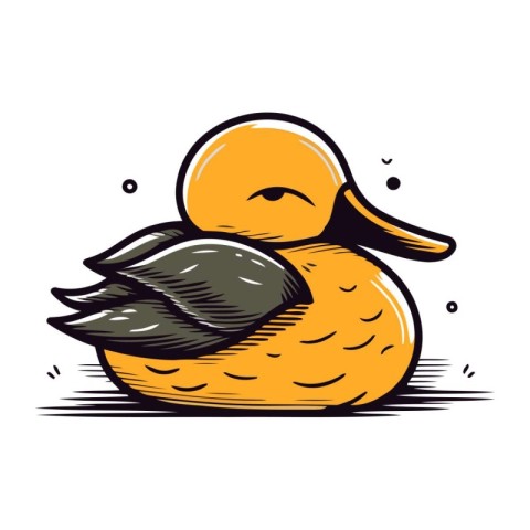 Yellow rubber duck on white background. Vector illustration in s