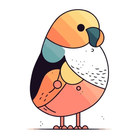 Cute cartoon parrot. Vector illustration in flat line style.