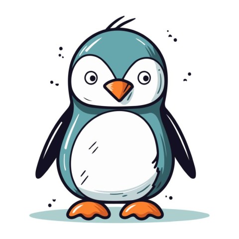 Cute penguin cartoon. Vector illustration isolated on white back