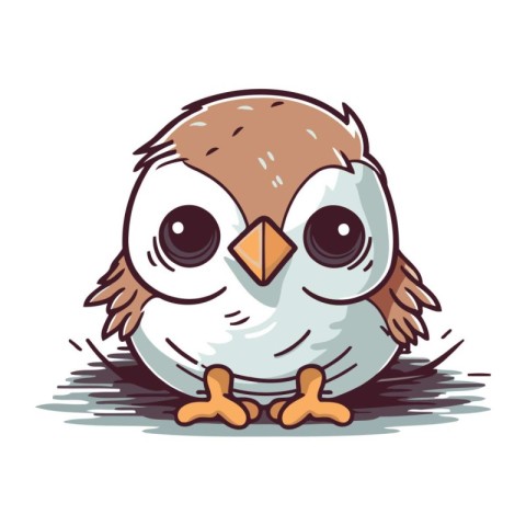 Cute little owl cartoon vector illustration. Cute baby animal.