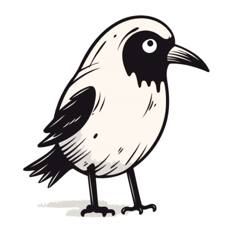 Crow on white background. Vector illustration of a cartoon crow.