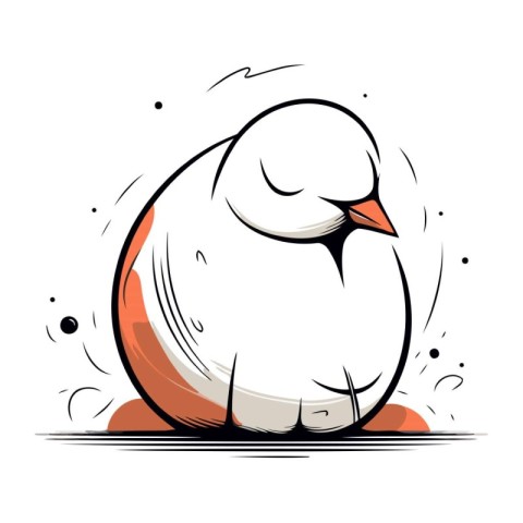 Vector illustration of a white bird sitting on a white backgroun