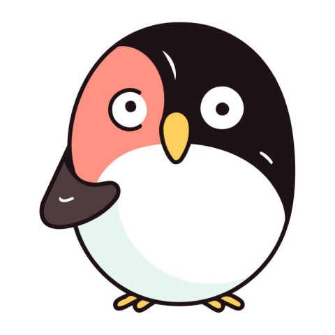 Cute cartoon penguin. Vector illustration isolated on white back