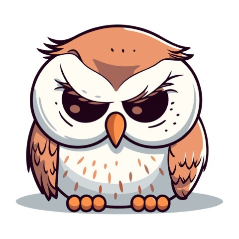 Cute cartoon owl isolated on a white background. Vector illustra