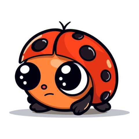 Cute ladybug cartoon character isolated on white background. Vec