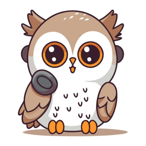 Cute owl character cartoon vector illustration. Cute owl mascot.