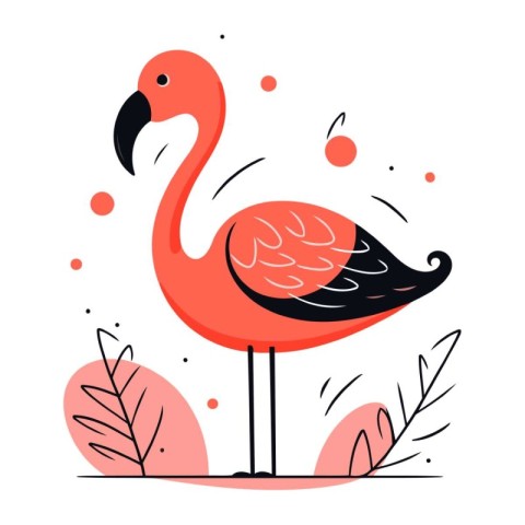 Flamingo vector illustration. Flamingo in flat style.