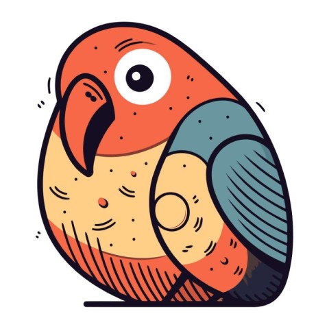 Cute parrot vector illustration in doodle style isolated on whit