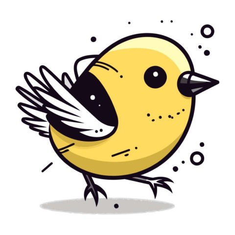 Cute little bird with wings and beak. Vector illustration.