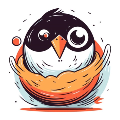 Cute cartoon penguin. Vector illustration of a funny bird.