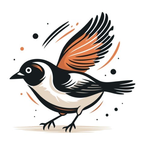 Vector image of a cute cartoon sparrow on a white background.