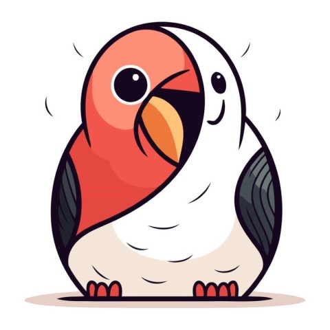 Vector illustration of cute cartoon parrot. Isolated on white ba