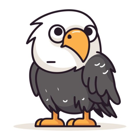 Eagle cartoon character vector illustration. Cute american bird.