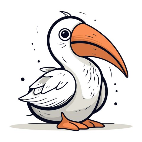 Cartoon pelican isolated on a white background. Vector illustrat