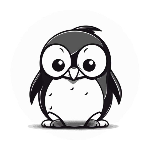 Cute cartoon penguin on a white background. Vector illustration.