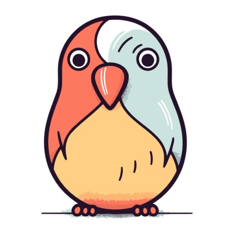 Cute cartoon parrot. Vector illustration. Isolated on white back