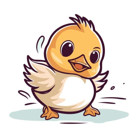 Cute little duckling. Vector illustration isolated on white back