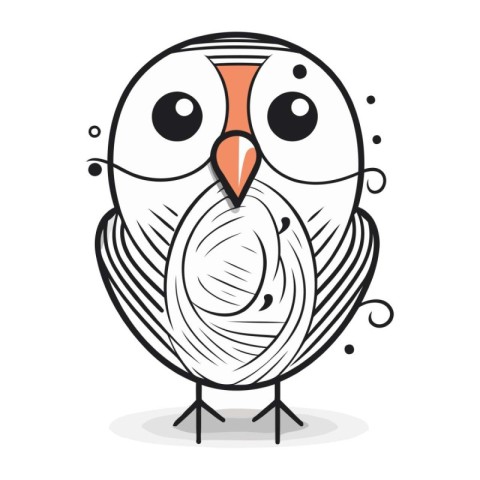 Vector illustration of cute owl isolated on white background. Li