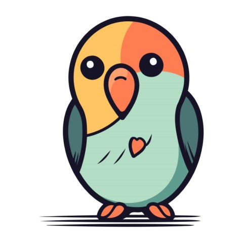 Cute cartoon parrot. Isolated vector illustration on white backg