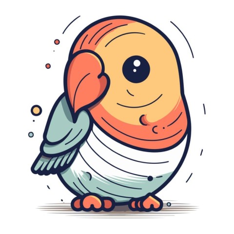 Cute cartoon parrot. Vector illustration isolated on white backg