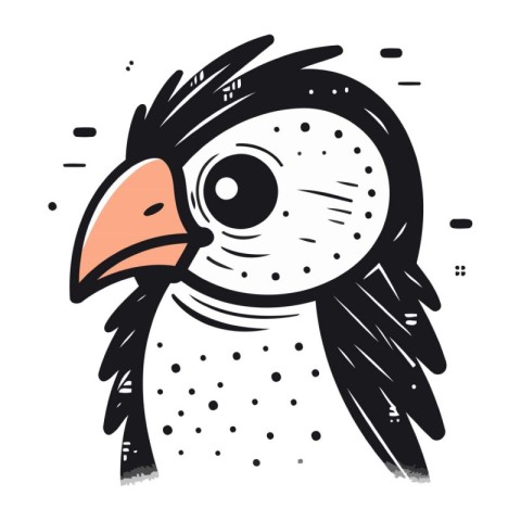 Vector illustration of cute parrot. Hand drawn doodle style.