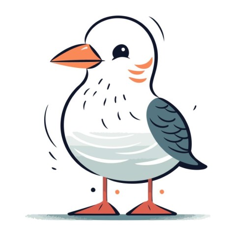 Vector illustration of a cute seagull on a white background.