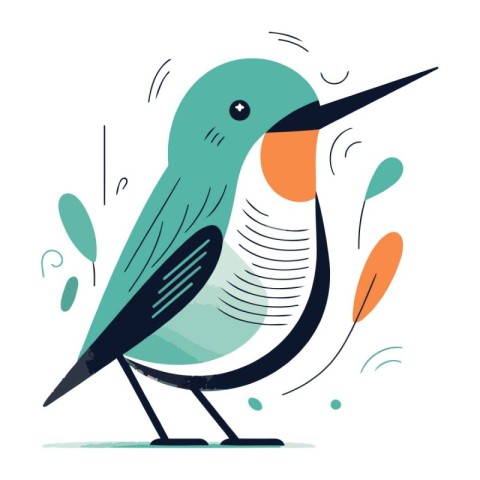 Cute bird in flat style. Vector illustration on white background