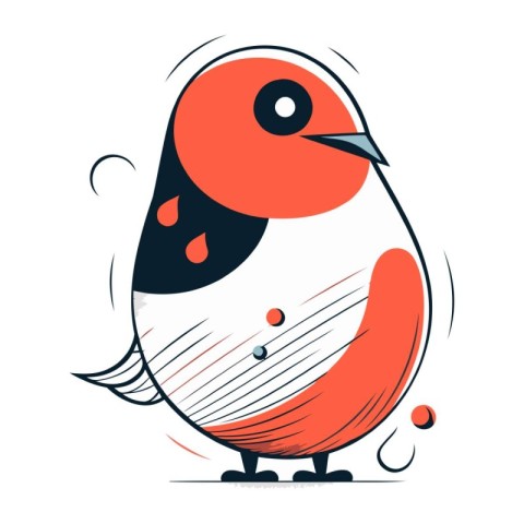 Vector illustration of a cute cartoon bullfinch on white backgro