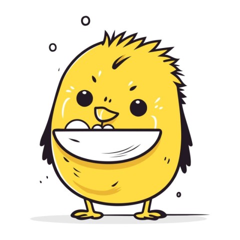 Cute chick cartoon vector illustration. Cute yellow chicken char