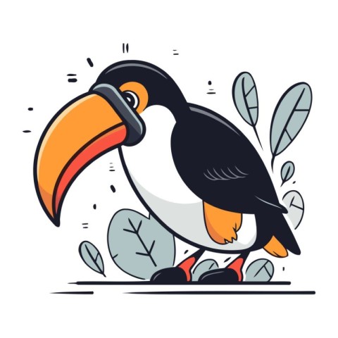 Toucan bird with closed beak. Vector illustration in cartoon sty