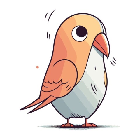 Cute cartoon bird. Vector illustration isolated on a white backg