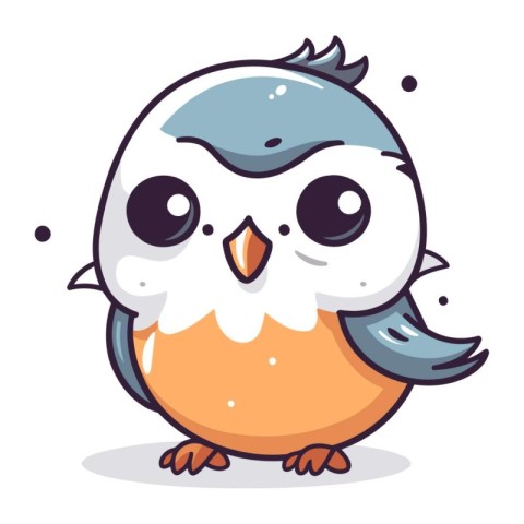 Cute cartoon owl. Vector illustration. Isolated on white backgro